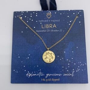 Beloved + Inspired Libra 14k Gold Dipped Necklace Astrology Sign 9/23 - 10/22